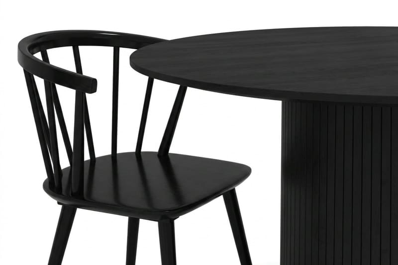Kopparbo Matgrupp runt 110 cm Svart med 4 Tyrö Matstolar - Svart - Möbler - Matplats - Matgrupp & matbord med stolar