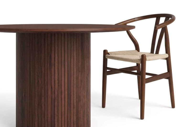 Kopparbo Matgrupp runt 110 cm Valnöt med 4 Dastoori Matstolar - Valnöt - Möbler - Matplats - Matgrupp & matbord med stolar
