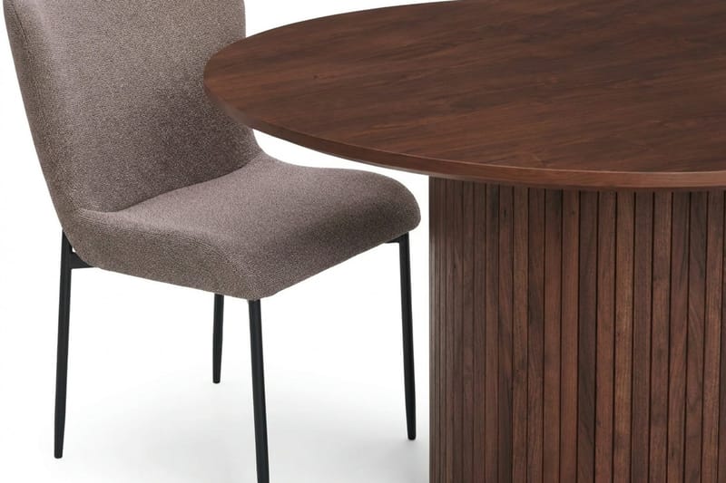Kopparbo Matgrupp runt 110 cm Valnöt med 4 Elsie Matstolar - Valnöt/Grå - Möbler - Matplats - Matgrupp & matbord med stolar