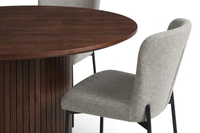 Kopparbo Matgrupp runt 110 cm Valnöt med 4 Elsie Matstolar - Valnöt/Ljusgrå - Möbler - Matplats - Matgrupp & matbord med stolar