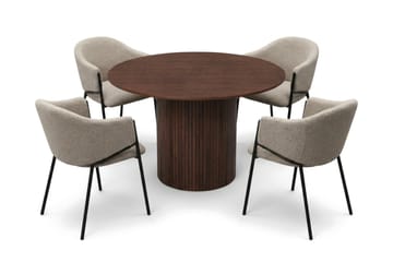 Kopparbo Matgrupp runt 110 cm Valnöt med 4 Filip Matstolar - Valnöt - Möbler - Matplats - Matgrupp & matbord med stolar