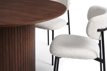 Kopparbo Matgrupp runt 110 cm Valnöt med 4 Lucy Matstolar - Valnöt/Vit - Möbler - Matplats - Matgrupp & matbord med stolar