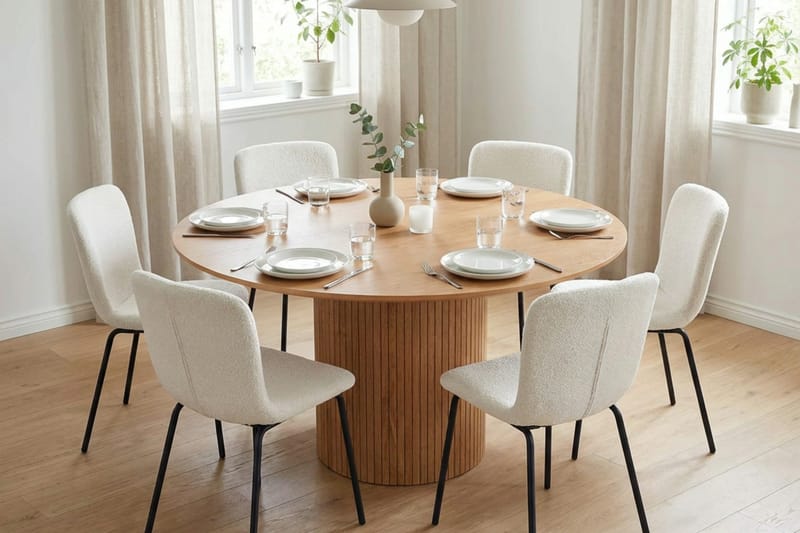 Kopparbo Matgrupp runt 130 cm Ek med 6 Katy Matstolar - Ek - Möbler - Matplats - Matgrupp & matbord med stolar