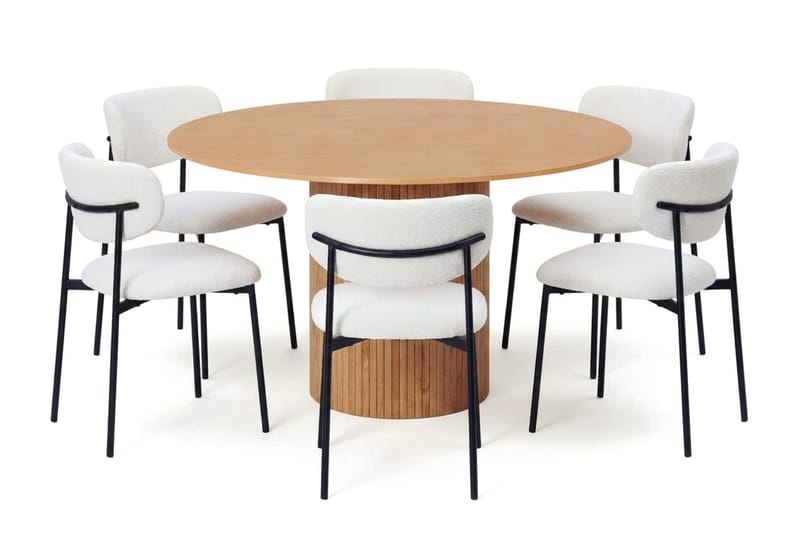 Kopparbo Matgrupp runt 130 cm Ek med 6 Lucy Matstolar - Ek - Möbler - Matplats - Matgrupp & matbord med stolar