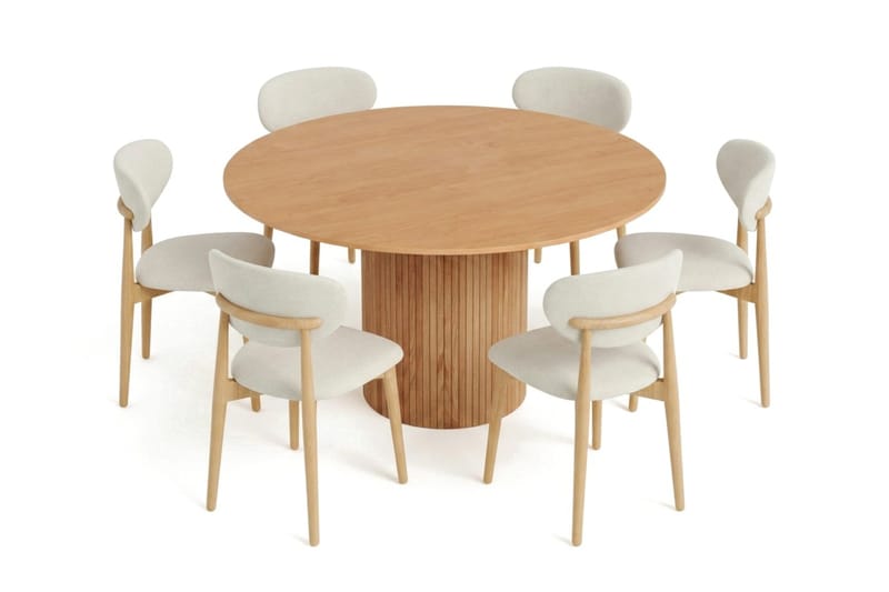 Kopparbo Matgrupp runt 130 cm Ek med 6 Molly Matstolar - Ek - Möbler - Matplats - Matgrupp & matbord med stolar