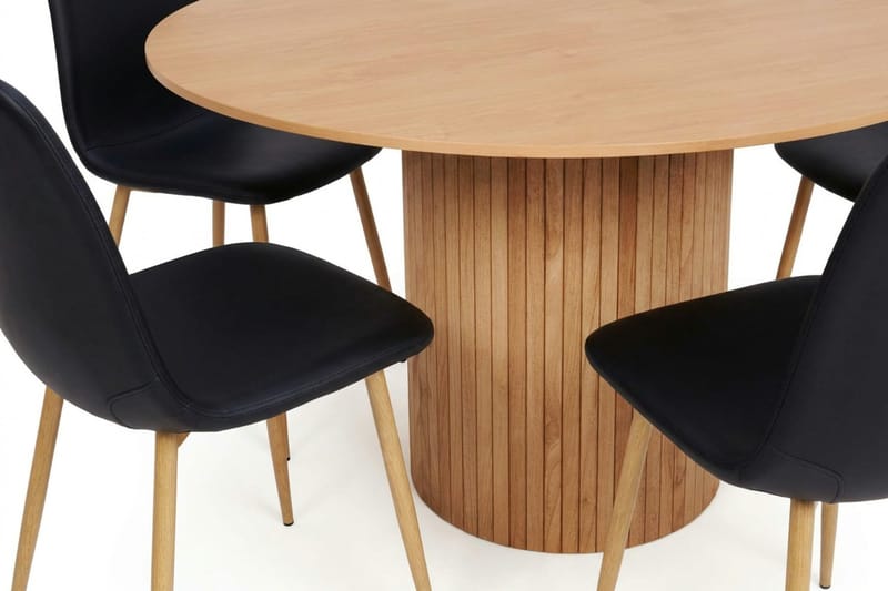 Kopparbo Matgrupp runt 130 cm Ek med 6 Nibe Matstolar - Ek - Möbler - Matplats - Matgrupp & matbord med stolar