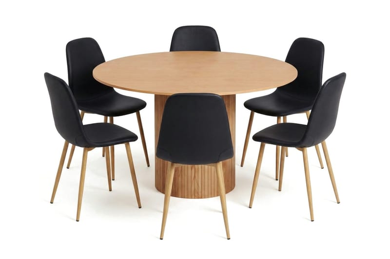 Kopparbo Matgrupp runt 130 cm Ek med 6 Nibe Matstolar - Ek - Möbler - Matplats - Matgrupp & matbord med stolar