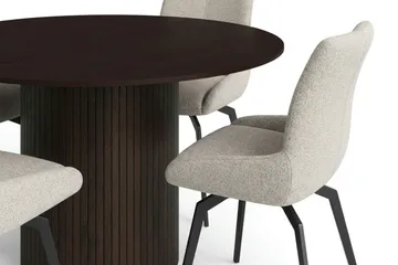 Kopparbo Matgrupp runt 130 cm Rökt Ek med 6 Mora Matstolar - Rökt ek - Möbler - Matplats - Matgrupp & matbord med stolar