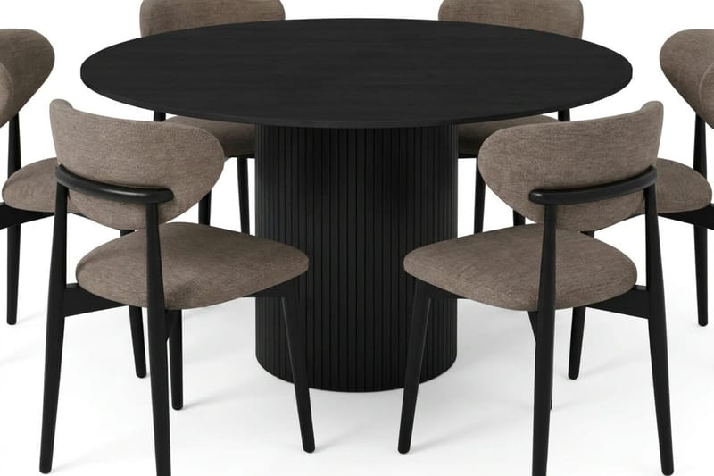 Kopparbo Matgrupp runt 130 cm Svart med 6 Molly Matstolar - Svart - Möbler - Matplats - Matgrupp & matbord med stolar