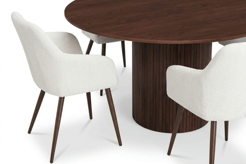 Kopparbo Matgrupp runt 130 cm Valnöt med 6 Filippa Matstolar - Valnöt - Möbler - Matplats - Matgrupp & matbord med stolar