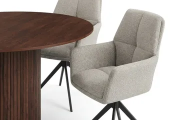 Kopparbo Matgrupp runt 130 cm Valnöt med 6 Torsby Matstolar - Valnöt - Möbler - Matplats - Matgrupp & matbord med stolar