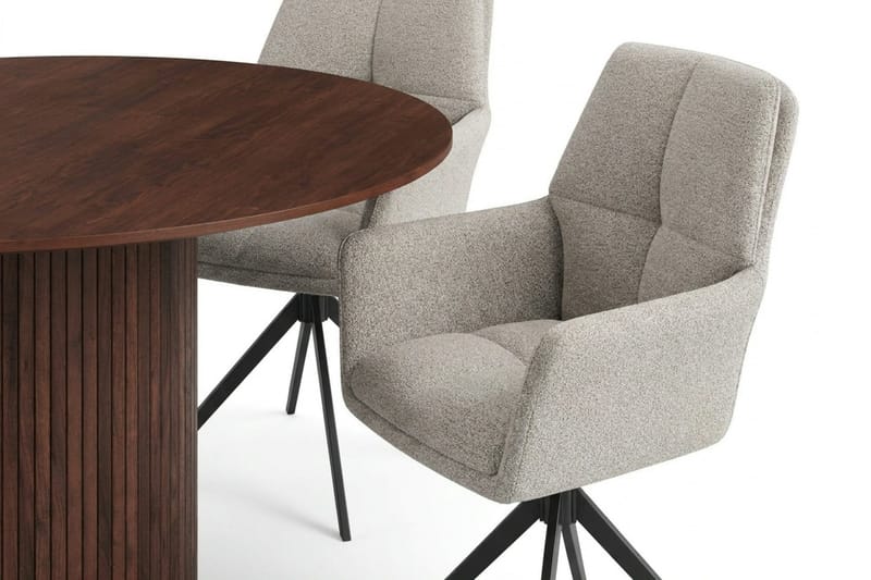 Kopparbo Matgrupp runt 130 cm Valnöt med 6 Torsby Matstolar - Valnöt - Möbler - Matplats - Matgrupp & matbord med stolar