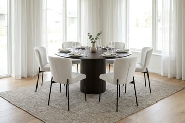 Kopparbo Matgrupp runt 150 cm Rökt Ek med 6 Elsie Matstolar - Rökt ek/Vit - Möbler - Matplats - Matgrupp & matbord med stolar