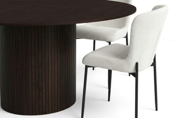 Kopparbo Matgrupp runt 150 cm Rökt Ek med 6 Elsie Matstolar - Rökt ek/Vit - Möbler - Matplats - Matgrupp & matbord med stolar