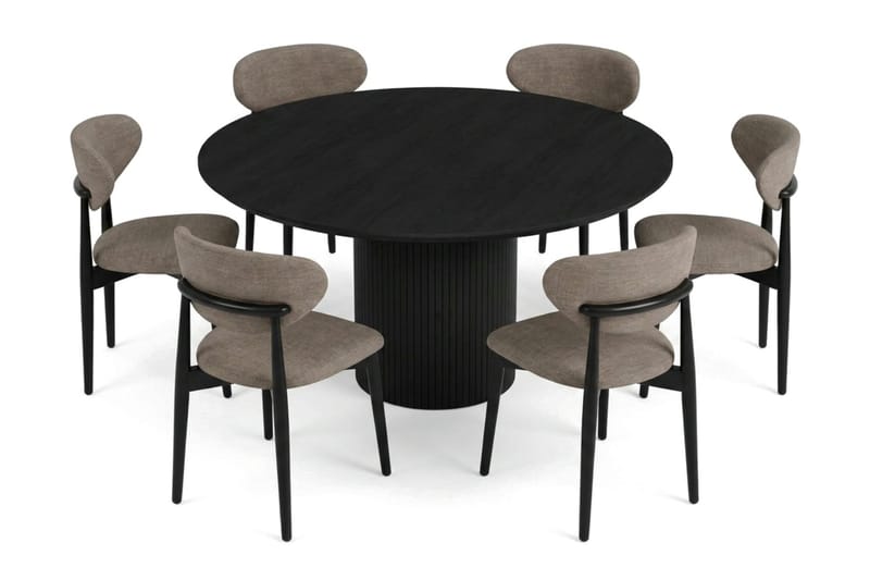 Kopparbo Matgrupp runt 150 cm Svart med 6 Molly Matstolar - Svart - Möbler - Matplats - Matgrupp & matbord med stolar