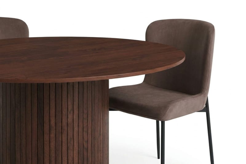 Kopparbo Matgrupp runt 150 cm Valnöt med 6 Elsie Matstolar - Valnöt/Brun - Möbler - Matplats - Matgrupp & matbord med stolar