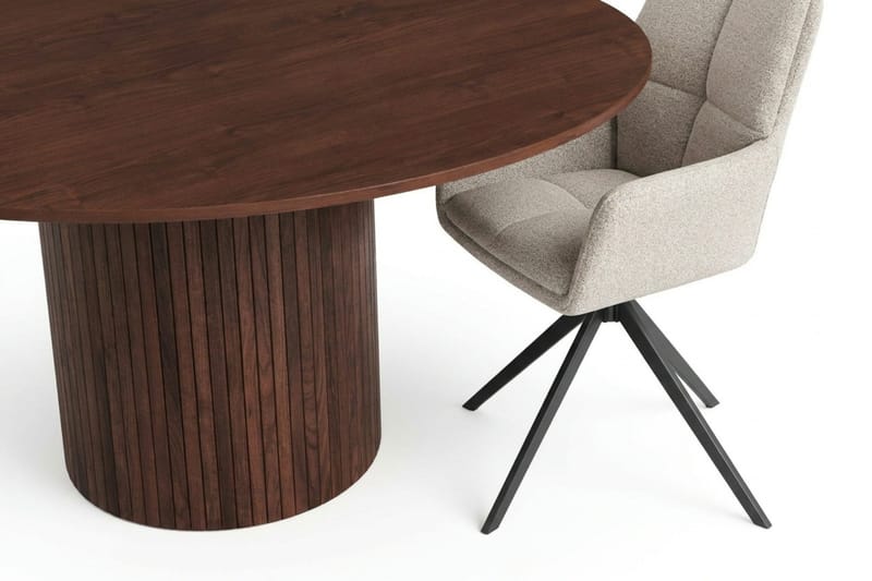 Kopparbo Matgrupp runt 150 cm Valnöt med 6 Torsby Matstolar - Valnöt - Möbler - Matplats - Matgrupp & matbord med stolar