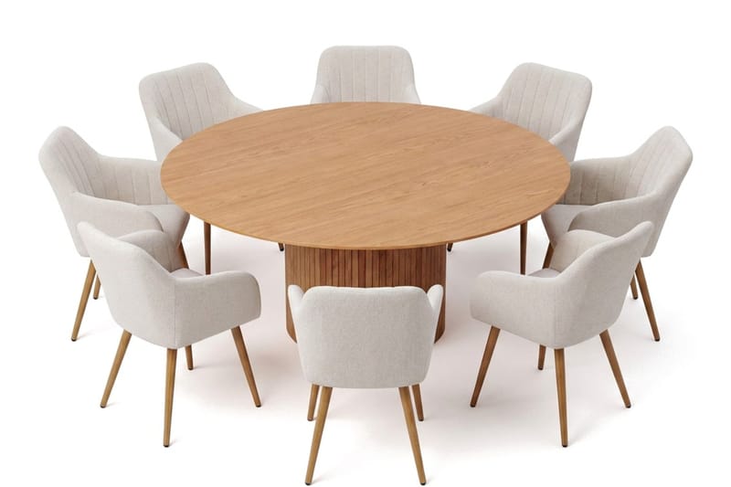 Kopparbo Matgrupp runt 180 cm Ek med 8 Filippa Matstolar - Ek - Möbler - Matplats - Matgrupp & matbord med stolar