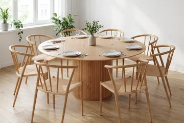 Kopparbo Matgrupp runt 180 cm Ek med 8 Winston Matstolar - Ek - Möbler - Matplats - Matgrupp & matbord med stolar