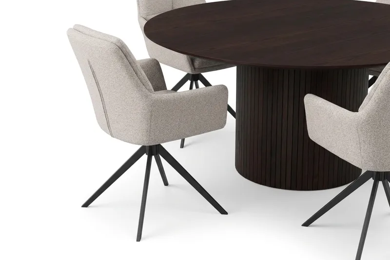 Kopparbo Matgrupp runt 180 cm Rökt Ek med 8 Torsby Matstolar - Rökt ek - Möbler - Matplats - Matgrupp & matbord med stolar
