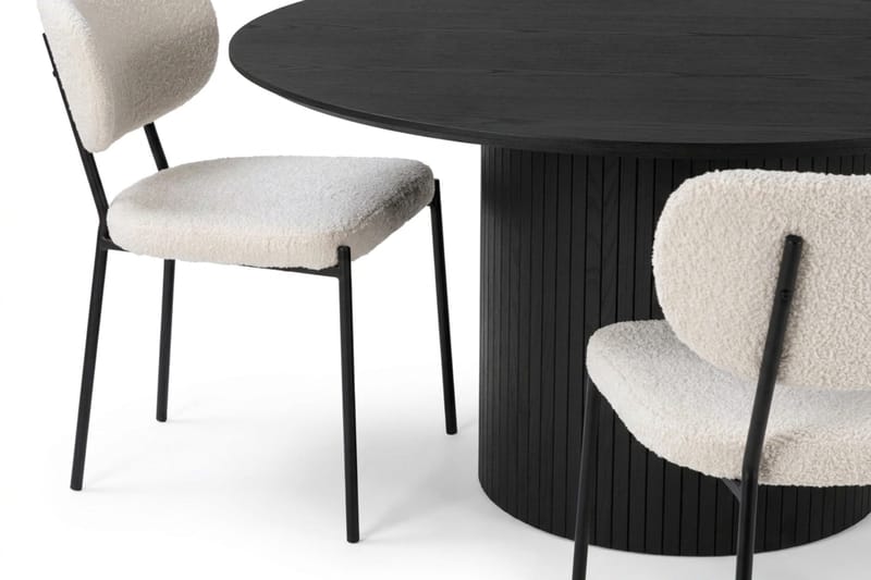 Kopparbo Matgrupp runt 180 cm Svart med 8 Gemmiano Matstolar - Svart - Möbler - Matplats - Matgrupp & matbord med stolar