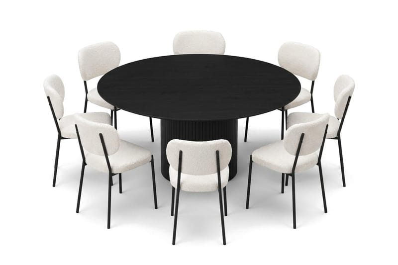Kopparbo Matgrupp runt 180 cm Svart med 8 Gemmiano Matstolar - Svart - Möbler - Matplats - Matgrupp & matbord med stolar