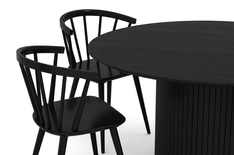 Kopparbo Matgrupp runt 180 cm Svart med 8 Tyrö Matstolar - Svart - Möbler - Matplats - Matgrupp & matbord med stolar