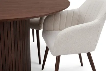 Kopparbo Matgrupp runt 180 cm Valnöt med 8 Filippa Matstolar - Valnöt - Möbler - Matplats - Matgrupp & matbord med stolar