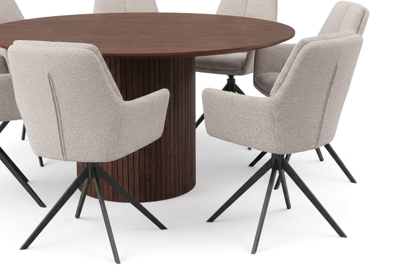 Kopparbo Matgrupp runt 180 cm Valnöt med 8 Torsby Matstolar - Valnöt - Möbler - Matplats - Matgrupp & matbord med stolar