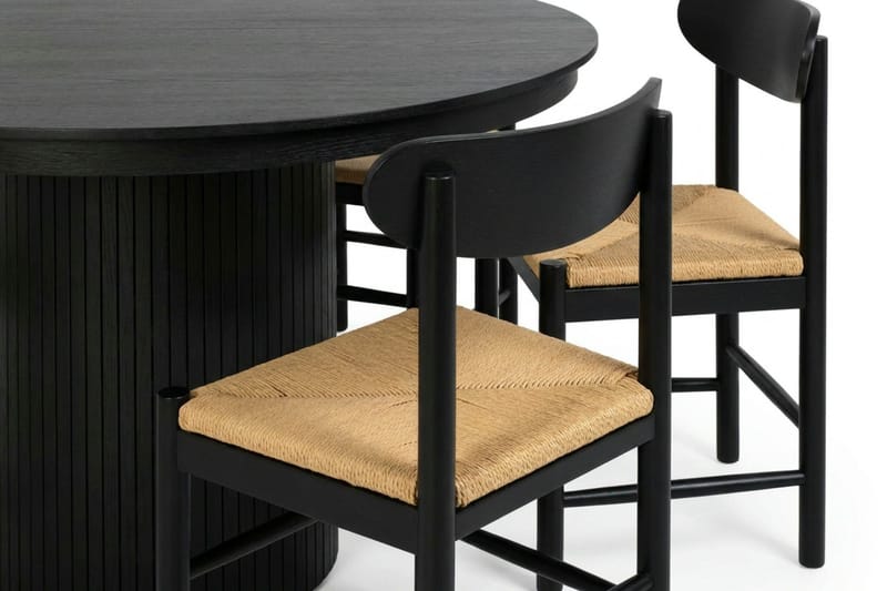 Kopparbo MatgruppFörlängningsbart runt 140-220 cm Svart med 6 Malte Matstolar - Möbler - Matplats - Matgrupp & matbord med stolar