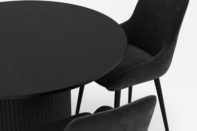 Kopparbo Rund Matgrupp 106-156cm med 4 Alsarp Matstolar - Svart - Möbler - Matplats - Matgrupp & matbord med stolar