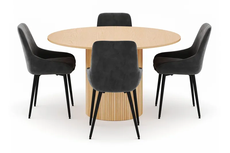 Kopparbo Rund Matgrupp 130-150 cm 4 Alsarp Matstolar - Natural - Möbler - Matplats - Matgrupp & matbord med stolar