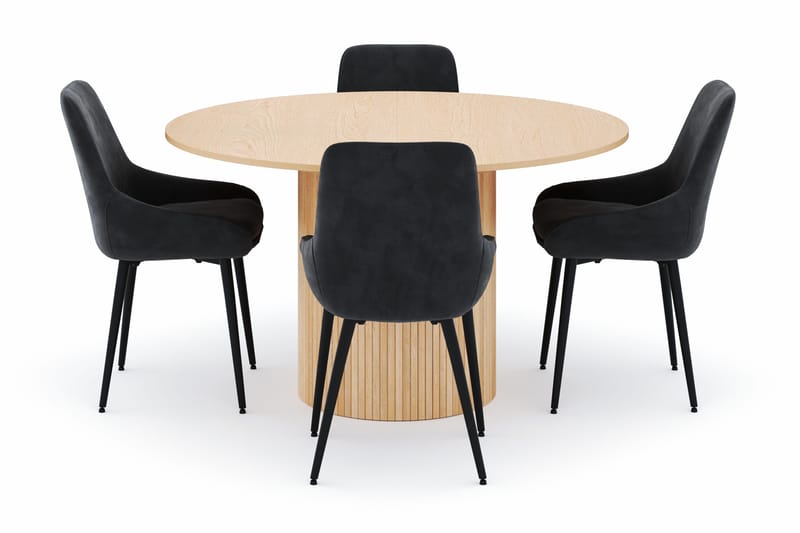 Kopparbo Rund Matgrupp 130-150 cm 4 Alsarp Matstolar - Natural - Möbler - Matplats - Matgrupp & matbord med stolar