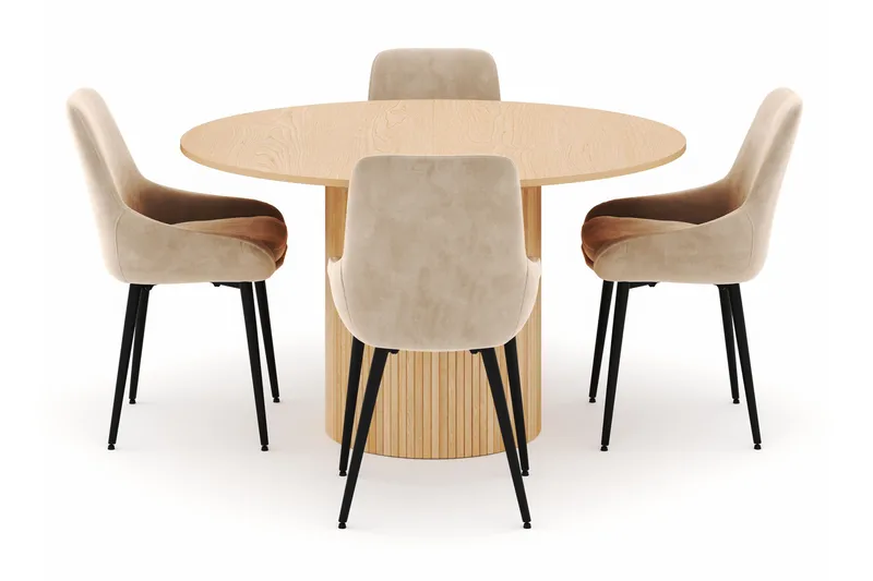 Kopparbo Rund Matgrupp 130-150 cm 4 Alsarp Matstolar - Natural - Möbler - Matplats - Matgrupp & matbord med stolar