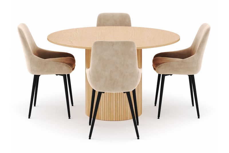 Kopparbo Rund Matgrupp 130-150 cm 4 Alsarp Matstolar - Natural - Möbler - Matplats - Matgrupp & matbord med stolar