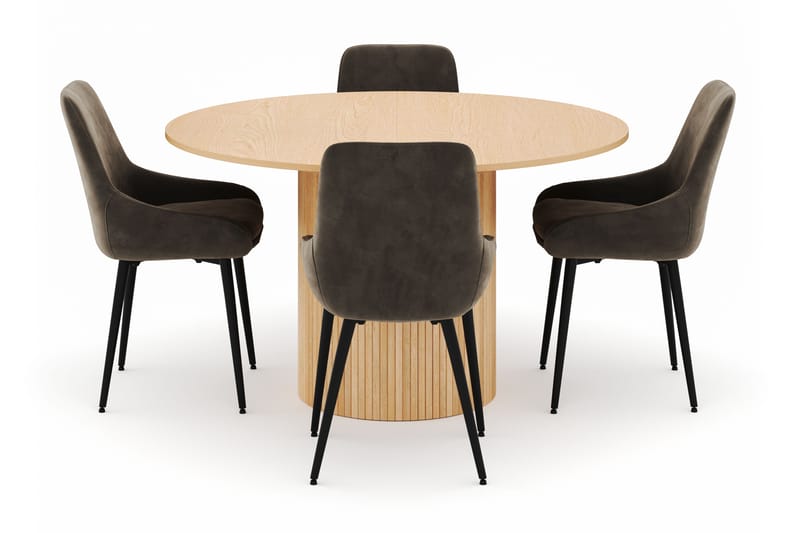 Kopparbo Rund Matgrupp 130-150 cm 4 Alsarp Matstolar - Natural - Möbler - Matplats - Matgrupp & matbord med stolar
