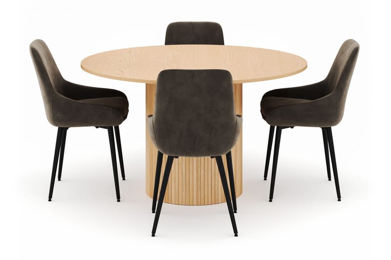 Kopparbo Rund Matgrupp 130-150 cm 4 Alsarp Matstolar - Natural - Möbler - Matplats - Matgrupp & matbord med stolar