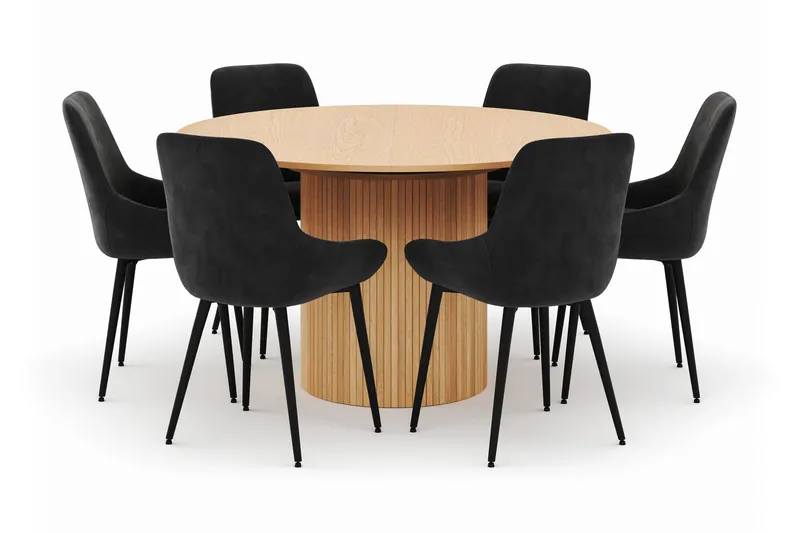 Kopparbo Rund Matgrupp 130-150 cm 6 Alsarp Matstolar - Natural - Möbler - Matplats - Matgrupp & matbord med stolar