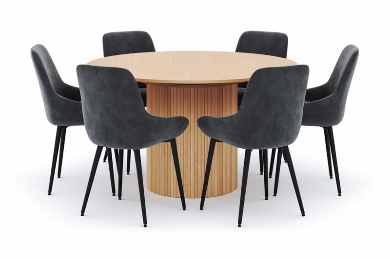Kopparbo Rund Matgrupp 130-150 cm 6 Alsarp Matstolar - Natural - Möbler - Matplats - Matgrupp & matbord med stolar
