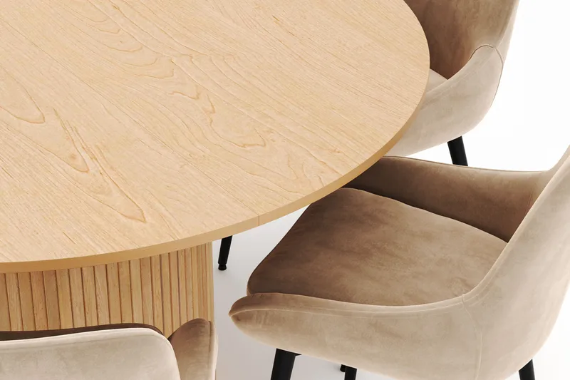 Kopparbo Rund Matgrupp 130-150 cm 6 Alsarp Matstolar - Natural - Möbler - Matplats - Matgrupp & matbord med stolar