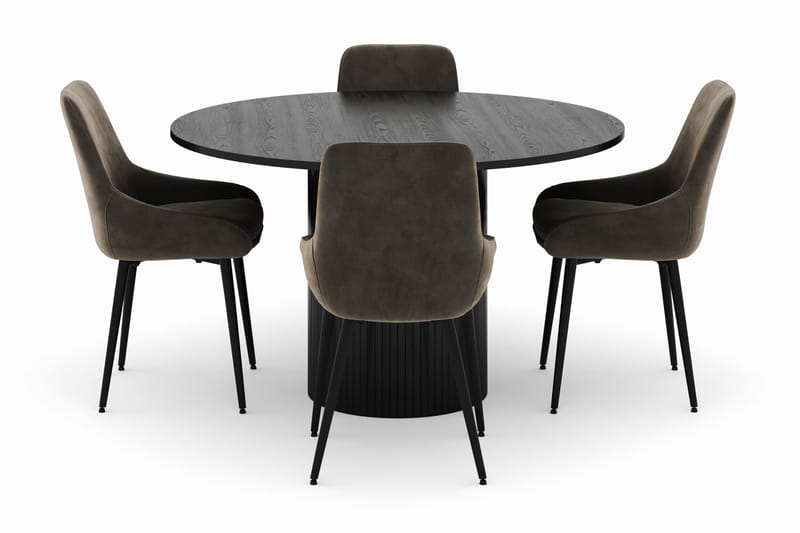 Kopparbo Rund Matgrupp 130 cm 4 Alsarp Matstolar - Svart - Möbler - Matplats - Matgrupp & matbord med stolar