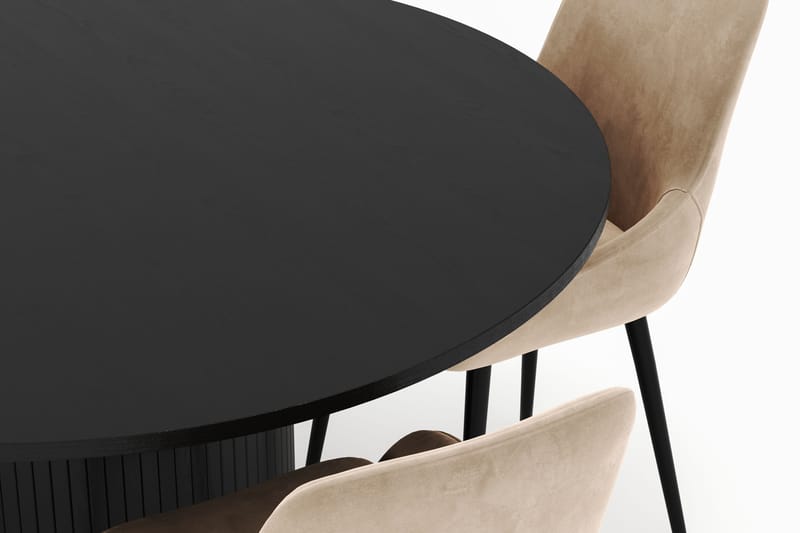 Kopparbo Rund Matgrupp 130 cm 4 Alsarp Matstolar - Svart - Möbler - Matplats - Matgrupp & matbord med stolar