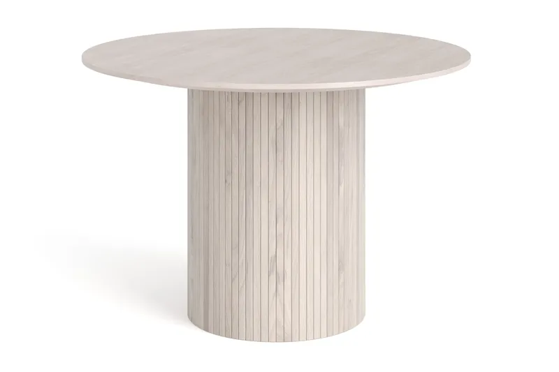 Kopparbo Runt Matbord 110 cm Fanér, Vitlaserad ek