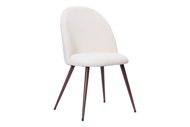 Kopparbo Runt Matbord 120 cm för 6 personer med 4 Nibe Plus Matstolar - Mörkbrun / Vit Bouclé / Metallben Valnöt - Möbler - Matplats - Matgrupp & matbord med stolar