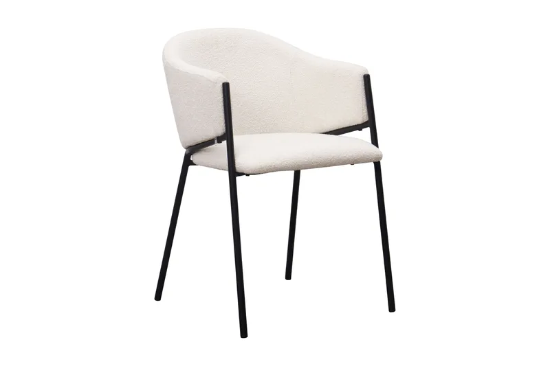 Kopparbo Runt Matbord 120 cm med 4 Filip Matstolar - Mörkbrun / Vit Bouclé - Möbler - Matplats - Matgrupp & matbord med stolar