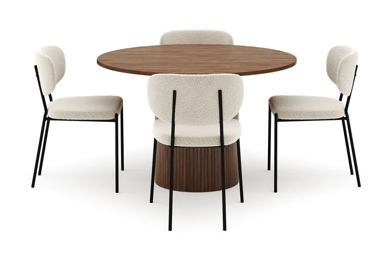 Kopparbo Runt Matbord 120 cm med 4 Gemmiano Stolar - Mörkbrun - Möbler - Matplats - Matgrupp & matbord med stolar