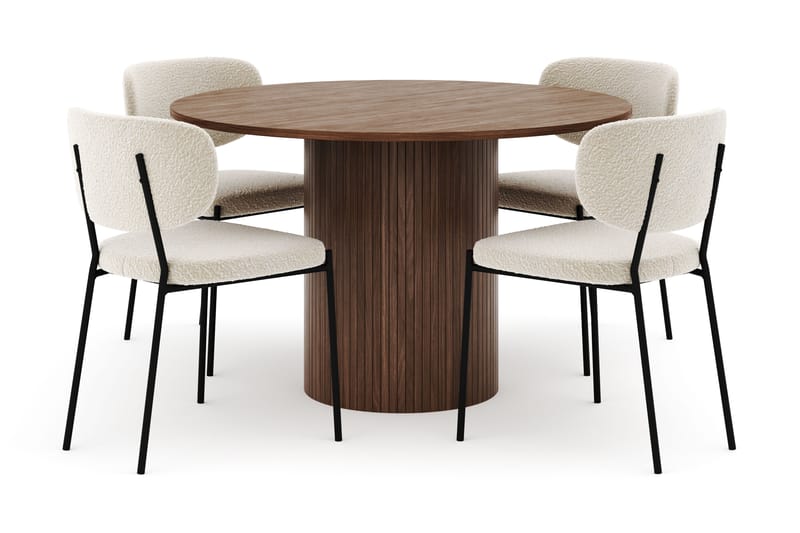 Kopparbo Runt Matbord 120 cm med 4 Gemmiano Stolar - Mörkbrun - Möbler - Matplats - Matgrupp & matbord med stolar