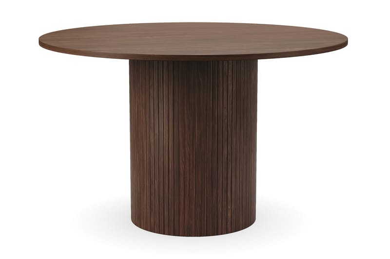 Kopparbo Runt Matbord 120 cm med 4 Lucy Matstolar - Mörkbrun / Greige Bouclé / Metallben Svart - Möbler - Matplats - Matgrupp & matbord med stolar