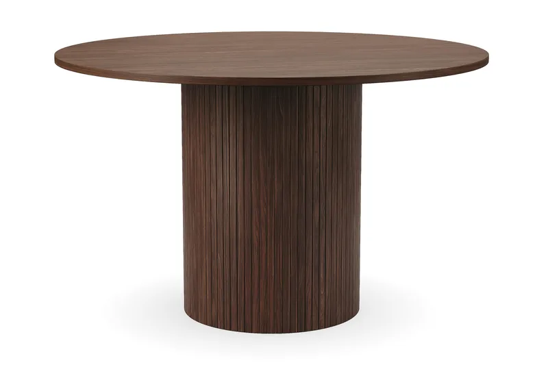 Kopparbo Runt Matbord 120 cm med 4 Lucy Matstolar - Mörkbrun / Vit Bouclé / Metallben Svart - Möbler - Matplats - Matgrupp & matbord med stolar