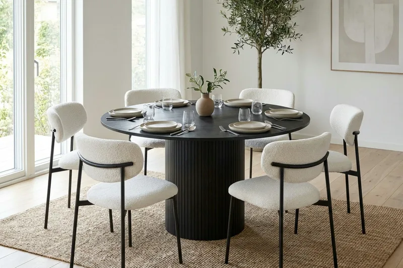 Kopparbo Runt Matbord 130 cm Fanér - Svart - Möbler - Matplats - Matbord & köksbord